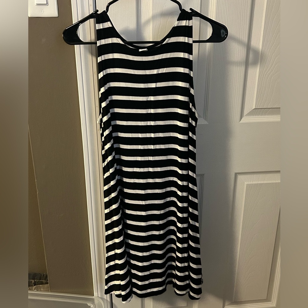 Old Navy Black and White Striped Swing Dress